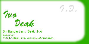 ivo deak business card